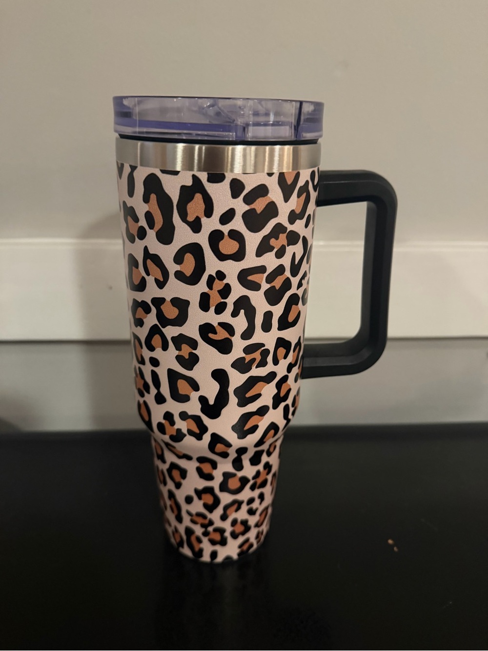 Leopard Print Insulated Travel Mug - Brown